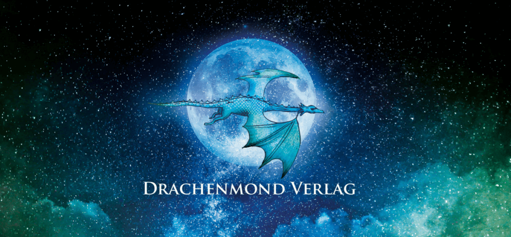 Drachenmond-Logo, Drache fliegt vor Mond